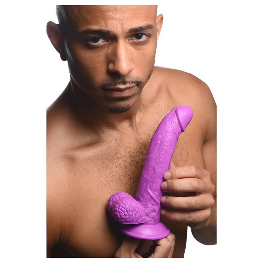 XR Brands POP - tapadótalpas, herés dildó - 19 cm (lila) - Image 6
