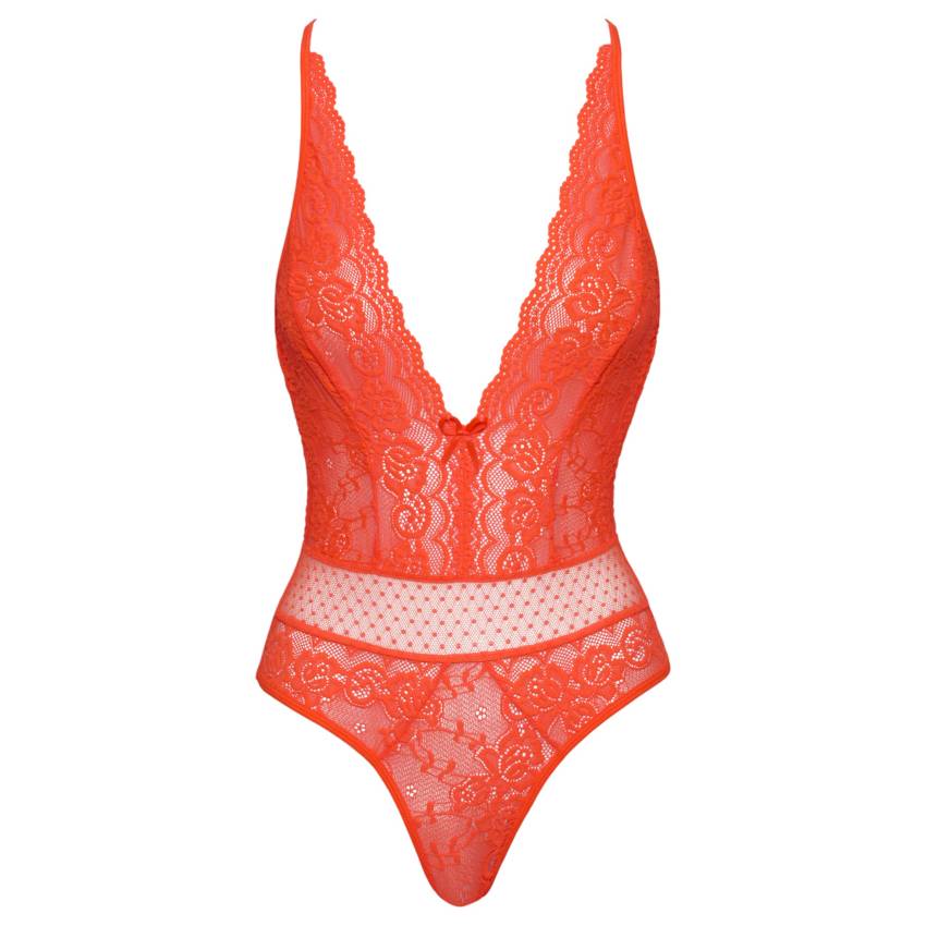 Cottelli - keresztpántos csipke body (piros) - Image 4