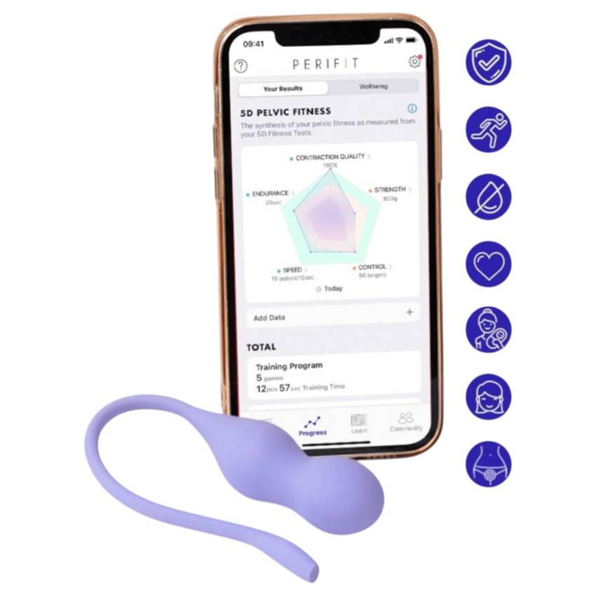 Perifit Care+ - interaktív kegel, vibrációs gésagolyó (lila) - Image 2