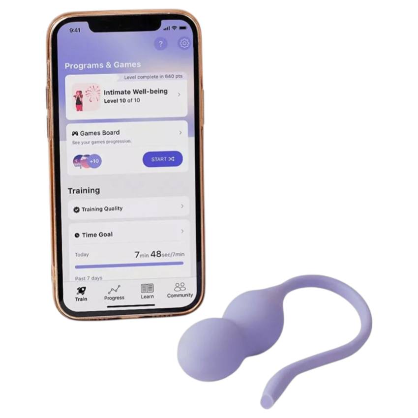 Perifit Care+ - interaktív kegel, vibrációs gésagolyó (lila)