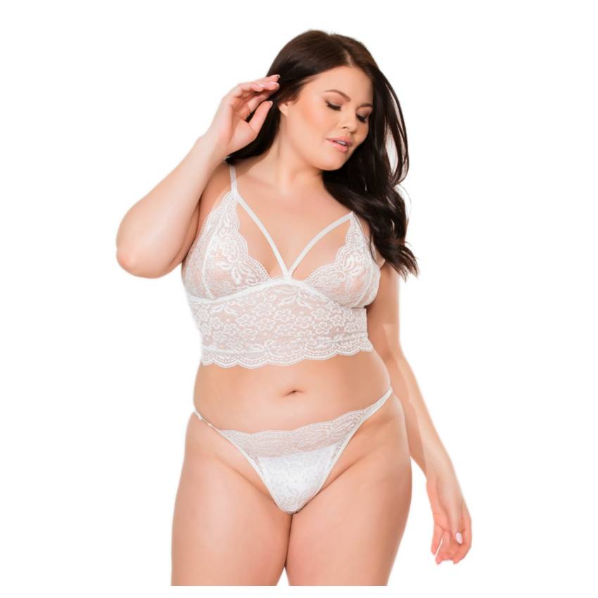 Coquette - csipkés fehérnemű szett - fehér (XL-3XL)