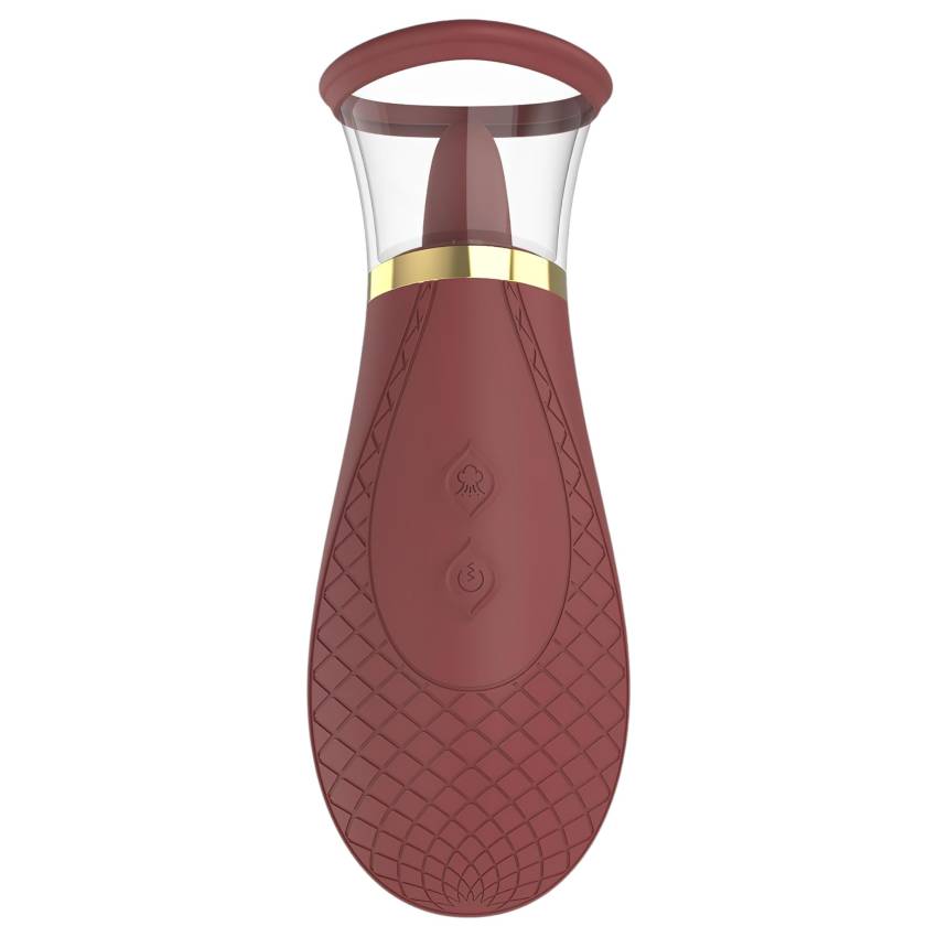 Dreamtoys Roxy - szívó-nyaló vibrátor (bordó) - Image 3