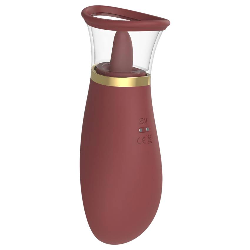 Dreamtoys Roxy - szívó-nyaló vibrátor (bordó) - Image 5